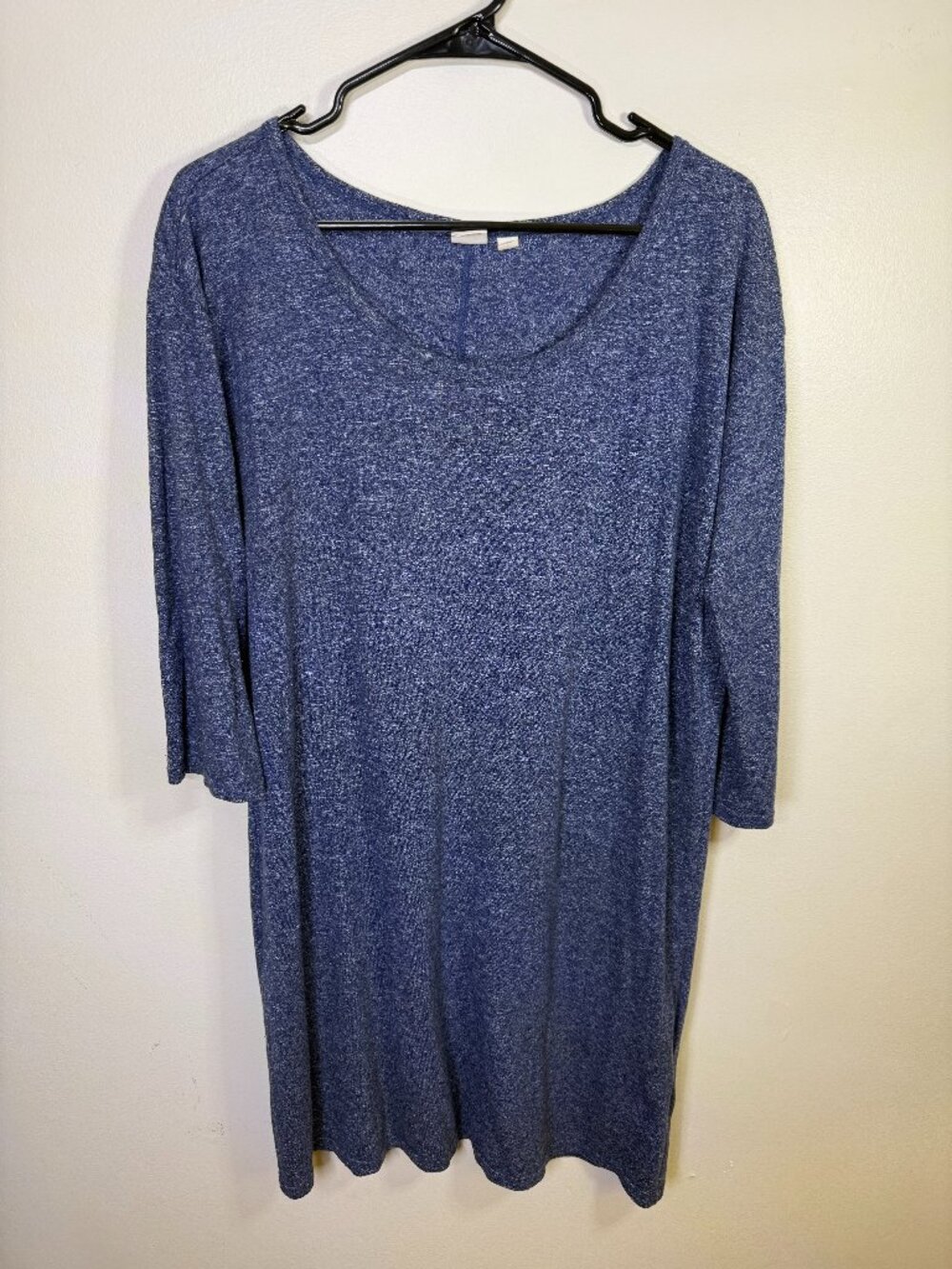 Gap Blue Marled 3/4 Sleeve Swing Dress